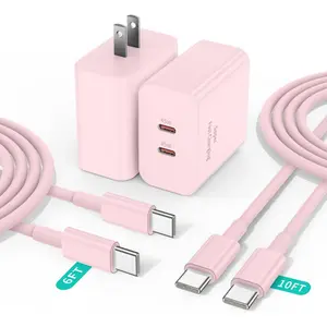 2 Pack 45W Super Fast Charger, USB C Android Phone Charger Fast Charging Block with 6FT/10FT Type C Charger Cord for Samsung Galaxy S25/S24/S23/S22+ Ultra/iPhone 17/16/15