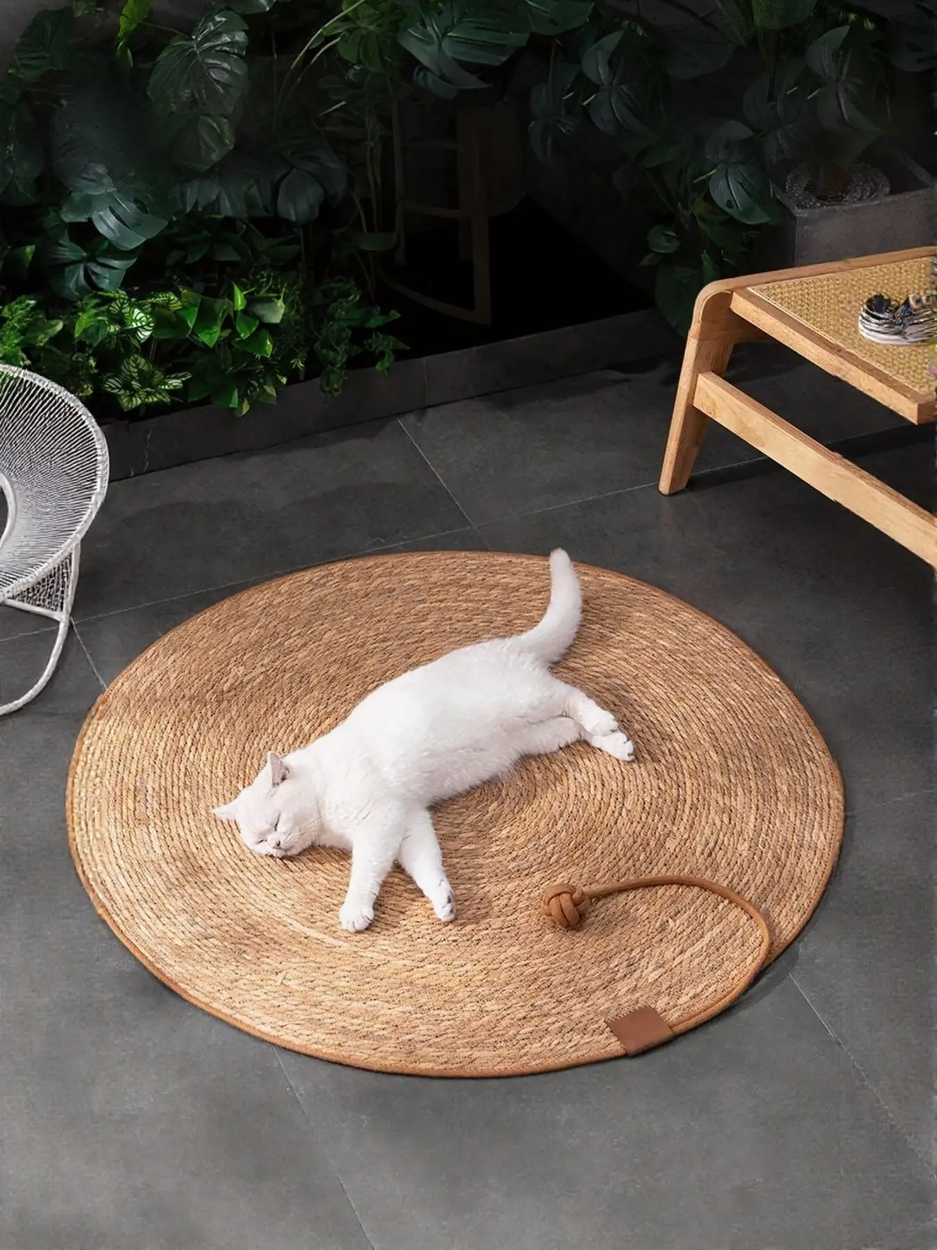 Round Braided Pet Mat Cozy Cat Bed Pad