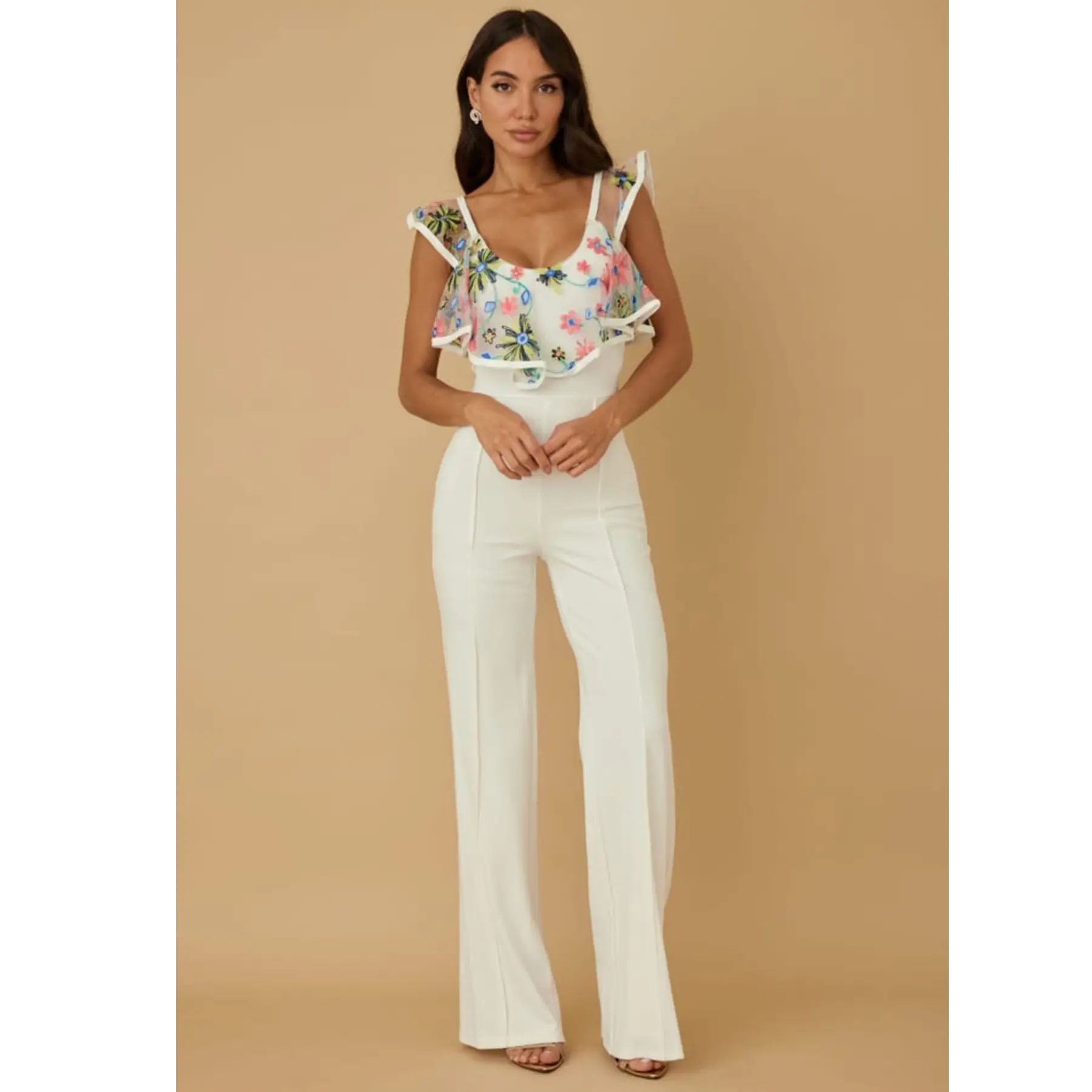 Embroidered Flower Jumpsuit for Women - Women's Overalls - Womenswear Floral Comfort