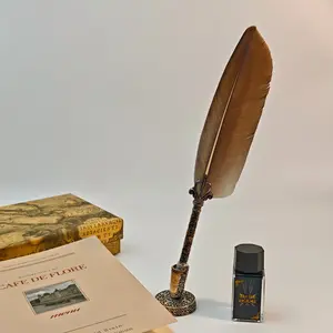 Elegant Calligraphy Pen Set, Feather Decorated Pens, Includes 5 Different Nibs and Ink, Comes in Classic Gift Box, Unique Pens