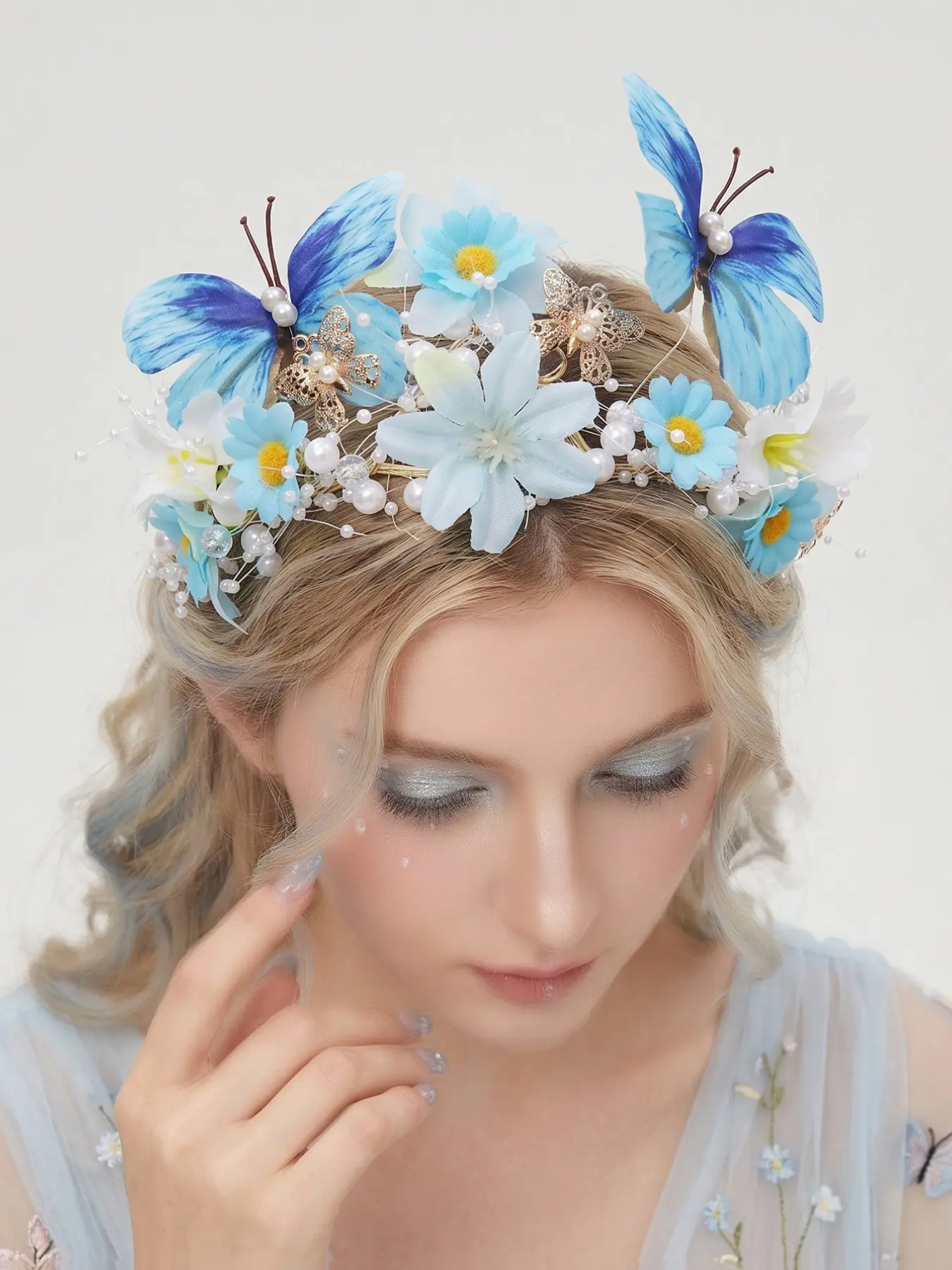 Luxurious Romantic Bride Wedding Hair Crown, Fairy Style 3D Butterfly Bridal Tiara, Style Forest Birthday Party Headpiece