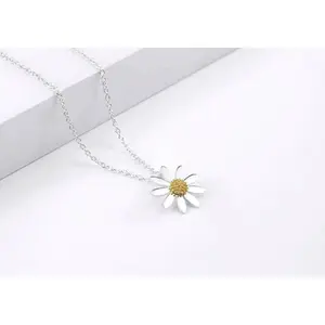 Super Adorable Flower Daisy Silver Pendant Chain Necklace