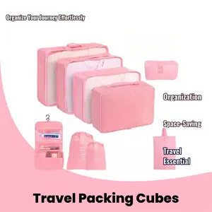 8 Set Packing Cubes with Shoe Bag – Travel Luggage Organizer for Suitcase, Clothes Storage Bag Set for Carry-On & Checked Luggage