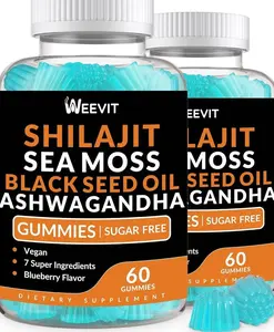 Shilajit Sea Moss Ashwagandha Gummies with Turmeric, Black Seed Oil, Vitamin C D for Men & Women, Shilajit and Ashwagandha Gummy, All in 1 Supplements for Immune, Absorption & Energy Support