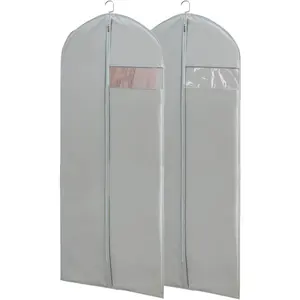 Dress Bags For Gowns, Long, 65'' Long Dress Clear Garment Bag(Set of 2, 23.3'' X 65'')