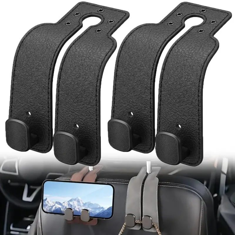 Car Seat Back Storage Hook, Car Purse Hook, Car Seat Hooks for Headrest, Car Hooks for Purses and Bags Cute (Black-2 Pack) toolupgrade