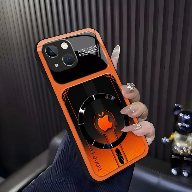 Luxury Sports Car Aesthetic MagSafe Case Anti-Scratch Magnetic Glass Cover for iPhone 15 ---975