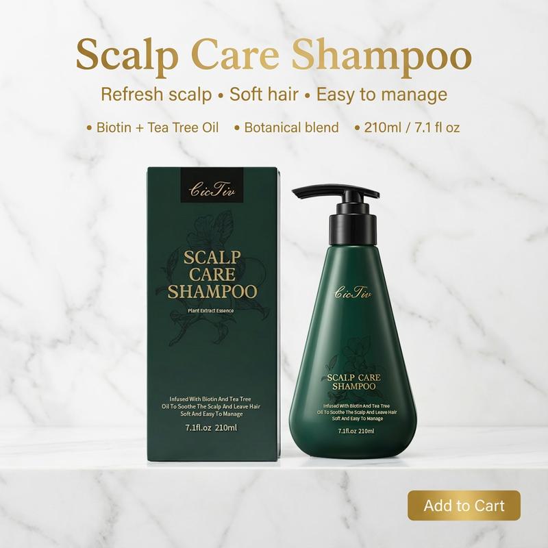 Scalp Care Shampoo with 15 Precious Botanicals, Gently Cleanses and Nourishes Scalp, Promotes Hair Growth, Strengthens Strands, Hair Loss Treatment for Thinning Hair, Unisex, Controls Oil and Boosts Volume, 7 oz (210 ml)