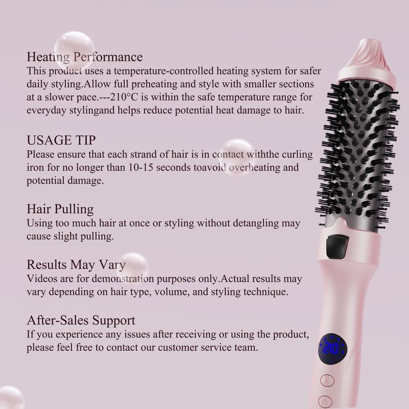 1.5-Inch Ionic Thermal Brush Heated Styling Brush with 11 Adjustable Temperatures (110–210°C) for Daily Smoothing & Light Waves – Suitable for Fine to Medium Hair Textures,WavyBrush, Pink