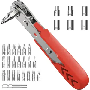 28in1 Right Angle Ratcheting Screwdriver Set, [Bearing Steel] 36-Tooth Mini Ratchet Wrench, Men Gifts, Low Profile Ratchet Screwdriver, Magnetic Offset Screwdriver Repair Tool