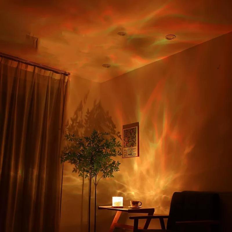 Ocean Wave Projector Light  Midnight Aura Lamp with Touch Control 3D Tesseract Lamp for Home Office Bar Restaurant Decorative Modern Waterfall Design Interior Lighting