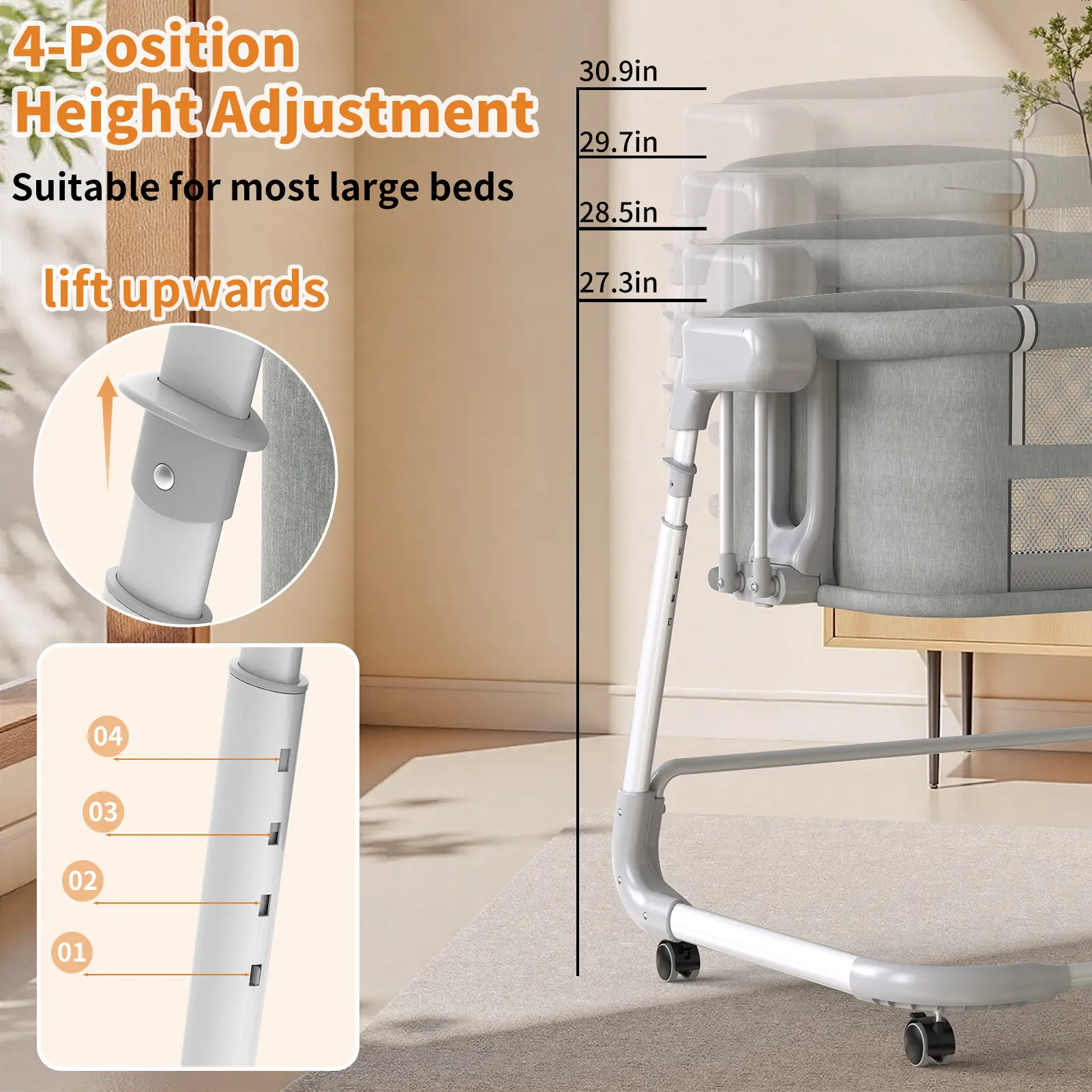 Rocking Bassinet for Baby, Electric Baby Bassinet Automatic 5 Rocking  Motion Bassinet Bedside Sleeper forNewbor, Auto Rolling Baby Cradle 4  Height Adjustable with 12 Lullabies - TikTok Shop