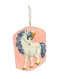 Blue maned unicorn felt ornament