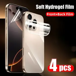 4pcs Back Hydrogel Film Screen Protector compatible with iPhone 17 Pro Max/17 Air/16e/17/16/15/14/13/12/11/Pro/Pro Max/Plus/Mini/XR/X/XS/XS MAX,Full Coverage,Smooth Touch,Featuring Anti-Scratch And Anti-Fingerprint Properties(nont glass) Accessories