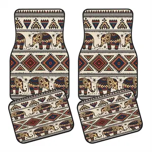 4pcs Boho Elephant Car Floor Mats, Non-Slip Polyester, Durable Absorbent, Easy to Clean, Suitable for Trucks Vans Suvs Front Rear Seats