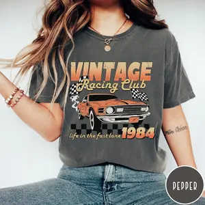 Vintage 80's Racing Club Comfort Colors® Shirt, Vintage Retro Graphic Race Car Tshirt, Race Track Oversized Aesthetic Tee, 1984 Racing Club