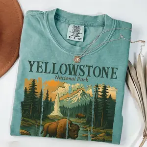 Comfort Color Vintage Yellowstone National Park T-shirt, Retro National Park T-shirt, Cute Hiking Tee, Nature Lovers Gift For Her