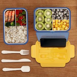 Bento Boxes, 1100 ML Bento Lunch Box With Utensils, Insulated Lunch Bag, Durable for On-the-Go Meal, BPA-Free and Food-Safe Materials(With Bag) Gift