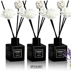 50ml Reed Diffuser with Stick, 3pcs Aromatherapy Essential Oil Diffuser, Aromatherapy Scent Diffuser, Home Fragrance Reed Diffuser for Bathroom, Bedroom, Living Room, Office