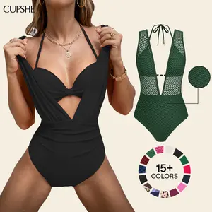 CUPSHE Deep V Neck One-Piece Swimsuit Set swimwear - Hidden Underwire Support & Tummy Control Sculpting Bathing Suit | Luxury Slimming Beachwear Bathing suit 2026 #Tiktokshopstockup#SummerVibes