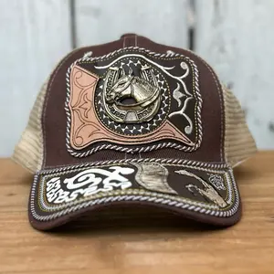 “El Potro” Brown Western Style Cap with Horse and Horseshoe for Men