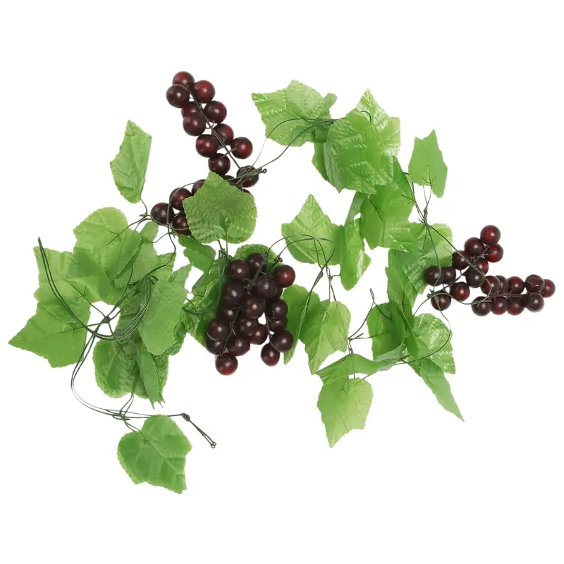 2x Plastic Artificial Grape Vine Garland, Decorative Hanging Fruit Ornament for Car Interior Stowing & Tidying, Wedding Home Garden Decoration