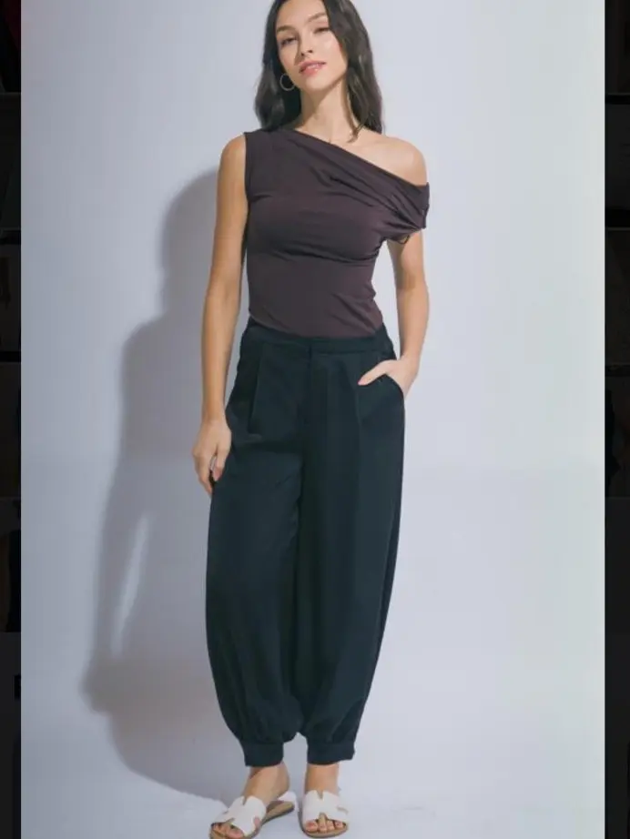 Silk Pleated Balloon Pants