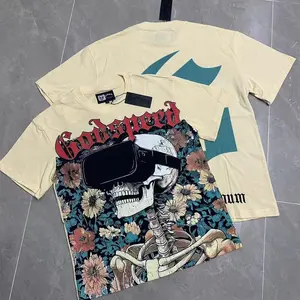 Graphic T Shirt Oversized Godspeed Shirt Vintage Washed Tee Streetwear Skull Statue Print Y2K Loose Fit Casual Unisex T Shirt
