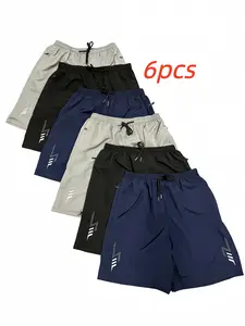 6-Pack Men'S Athletic Shorts, Quick-Dry Knit  Loose Fit with Elastic Waist and Drawstring, Pockets, Sports Running Training Shorts  with Zippered Pockets, Simple Multi-Functional Pocket Design, Suitable for Daily Wear,Running, Fitness, and Outdoor Travel.