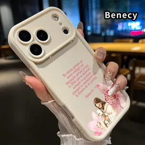 Phone Case for iPhone 17 Pro Max 16 15 14 Plus 13 12 Mini 11 XR X XS Air E Divine Floral Comfort Pattern Shockproof Silicone TPU Bumper Drop Protection Cover Smartphone Casing