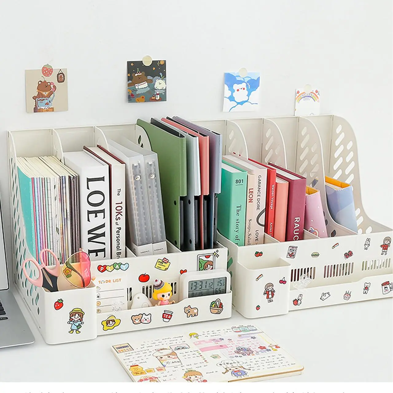 Desktop File Storage Box, Files Organizer, Paper Organizers, 1 Box Student Book Holder, Desktop Book Storage Rack, Desktop File Box, Office Accessories, Office Supplies, Classroom, Dormitory, Room Applicable