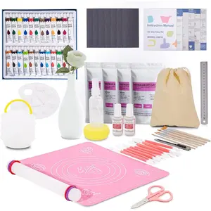 Air Dry Clay Kit for Adults,66 Pcs Beginners Pottery Kit Includes 4.4Lbs Air Dry Clay,Tools, Paints,Brushes,Gloss Varnish,Sand Papers,Non-Stick Rolling Pin,Storage Bag,Christmas