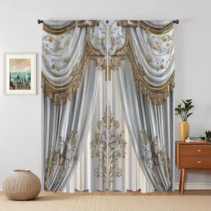 Floral Pattern Heavy Curtain, 2 Counts/set Modern Home Decor Curtain, Window Curtain for Home Living Room Bedroom Kitchen Study Room
