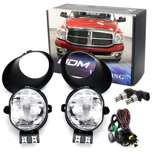 iJDMTOY Clear Lens Fog Light Kit w/ 15-SMD Xenon White LED Bulbs, Bezel Covers, Relay Wiring & Switch For 2002-2008 Dodge RAM 1500, 2003-2009 Dodge RAM 2500 3500 & 2004-2006 Dodge Durango
