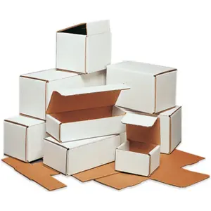 5x3x2" White Foldable Corrugated Cardboard Shipping Boxes for Mailing Moving Storage Organizing Strong Lightweight Bulk 50 Pack