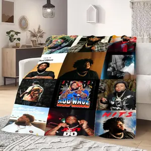 Soft Funny Throw Blanket Rod Wave Flannel American Blankets Lightweight Warm Blanket Plush Air Conditioned For Teen Couch Bed Sofa Living Room Chair