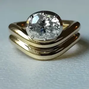 1.7 Carat Oval Moissanite Sculptural Ring
