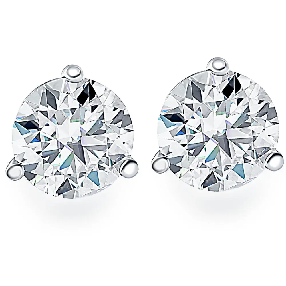 Martini Brand .33Ct Round Brilliant Cut Natural Diamond Stud Earrings in 14K Gold Martini Setting for Adults