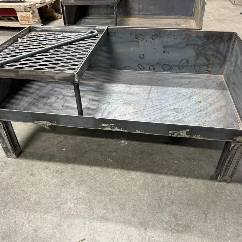 Dutch oven table with sliding grill.