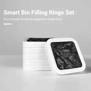 Smart Trash Can Refill Ring Set, 6-Pack Durable Trash Bag Rings with Trash Bags, Sturdy Trash Bag Holder, Living Room Bedroom Kitchen Indoor Household Supplies, Household Supplies, Trash Bag Set, Bedroom Accessories, Trash Bags