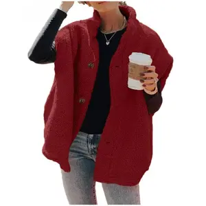 Womens Fuzzy Fleece Vest Casual Oversized Warm Button Down Sherpa Vest Jacket with Pockets