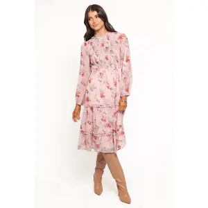 Alamea Long Sleeve Midi Dress - Pink Floral