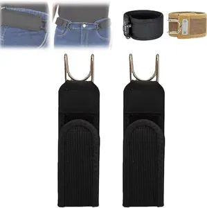 Buckleless Belt Hook, Tactical Metal Hook Elastic Belt, Unisex Buckle-Less Invisible Waist Belts for Work & Edc Tactical Metal Hook Elastic Belt (Unisex) Soft Adjustable Side