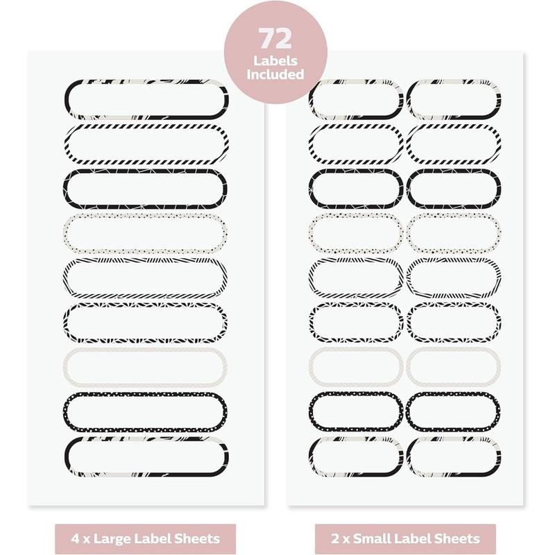 Waterproof Labels for Bottles and Containers-72 Stickers | All-Purpose & Personalizable | Dishwasher, Freezer & Microwave Safe | BPA-Free