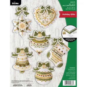 Felt Applique 6 Piece Ornament Making Kit, Holiday Glitz, Perfect for DIY Arts and Crafts, 89637E