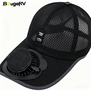 【Summer Survivals】BougeRV Breathable Solar Fan Hat with UV Protection, USB Rechargeable Cooling Cap for Fishing, Camping, Hiking & Outdoor Activities
