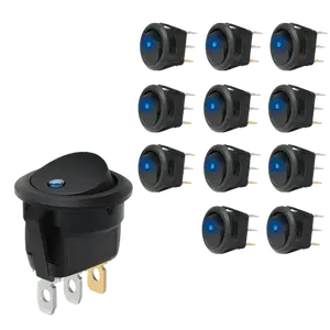 Nilight 12Pcs 12V 20A Round Blue LED SPST Toggle Switch