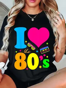 100% Cotton Unisex I Love The 80's 80's 90's Costume Party Tee T-Shirt T-Shirt