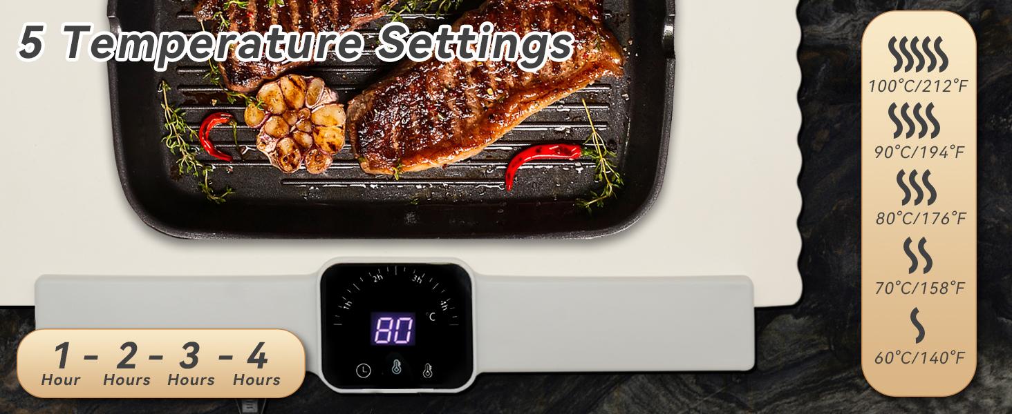 Food Warmer Mat, Electric Portable Silicone Warming Plate, Roll Up Heating Tray for Food, 5 Heat Levels, 24x15.7, (White) Food Warmer Mat, Electric Portable Silicone Warming Plate, Roll Up Heating Tray for Food, 5 Heat Levels, 24x15.7, (White)