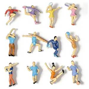 12 Piece Set 1:50 1:75 1:100 Sandbox Models Football Basketball Golf Badminton Dance Table Tennis Sports Figures Toy